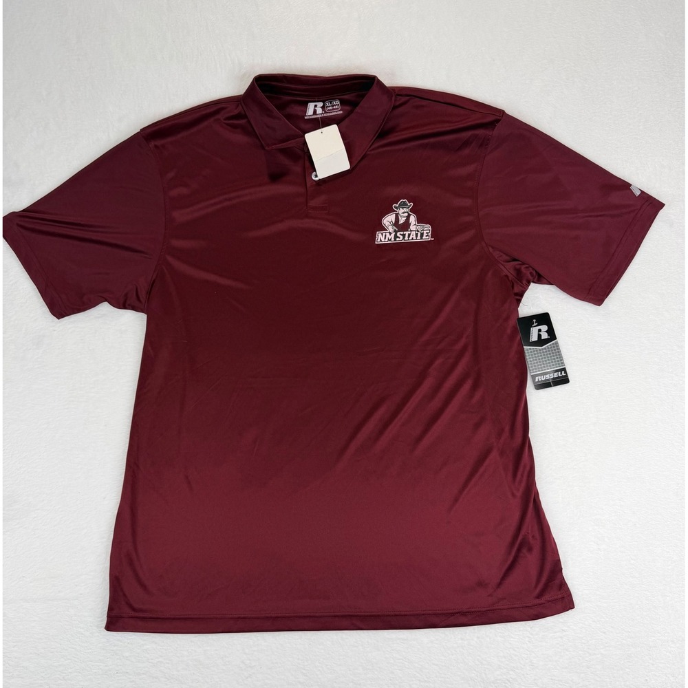 Russell Athletic NM State Aggies Polo Shirt Mens XL Maroon New‎ Mexico State NWT